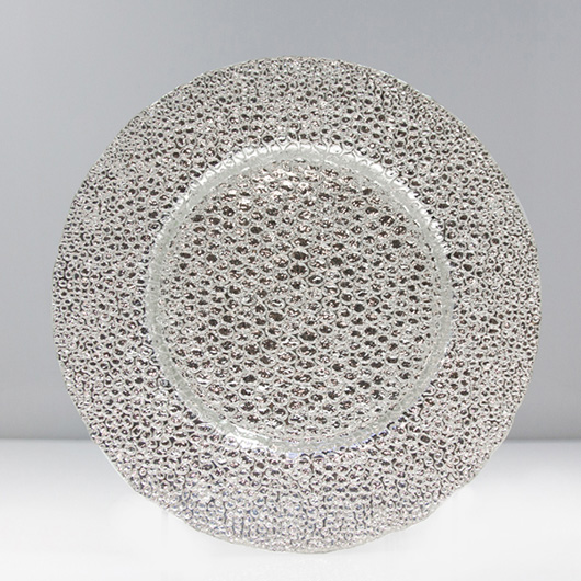 silver pebbled charger plate - Vision Furniture