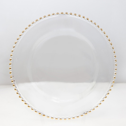 clear glass plate with beaded rim - Vision Furniture