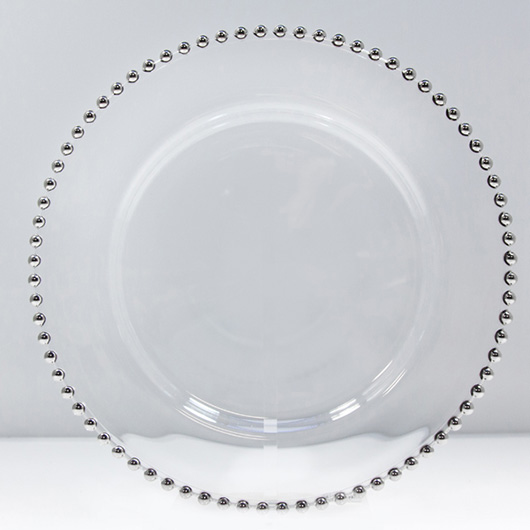 Set Of 4 Gold Beaded Charger Plates – 13-Inch Acrylic, Modern Metallic Finish