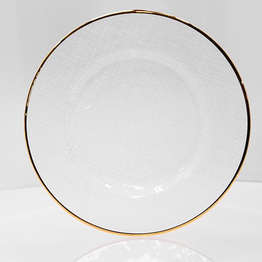 gold and clear plate -