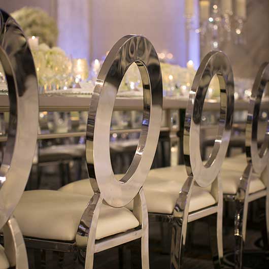 Silver Dorsia Chair - Off-White Seat