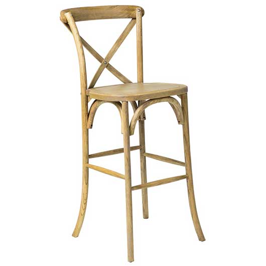 blonde wood cross back bar stool - VF