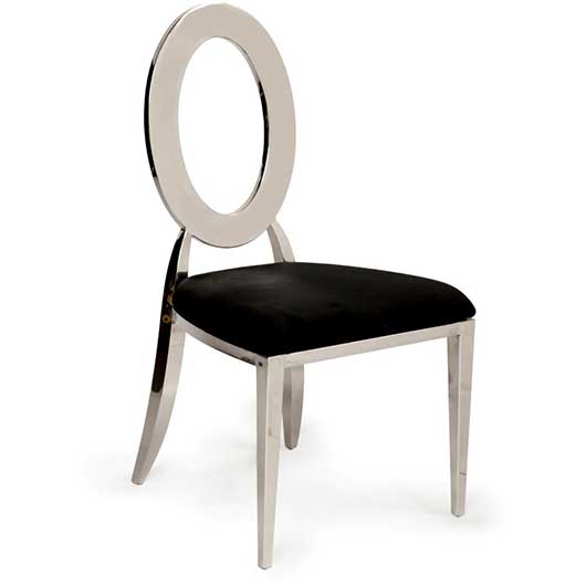 Silver Dorsia Chair - Black Velvet Seat