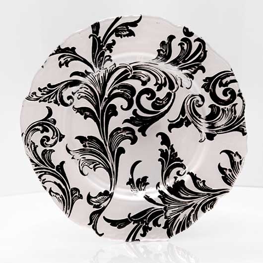 Venetian black and white charger plate - Vision Furniture