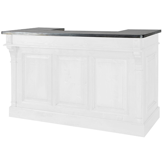 white rental bar with silver top