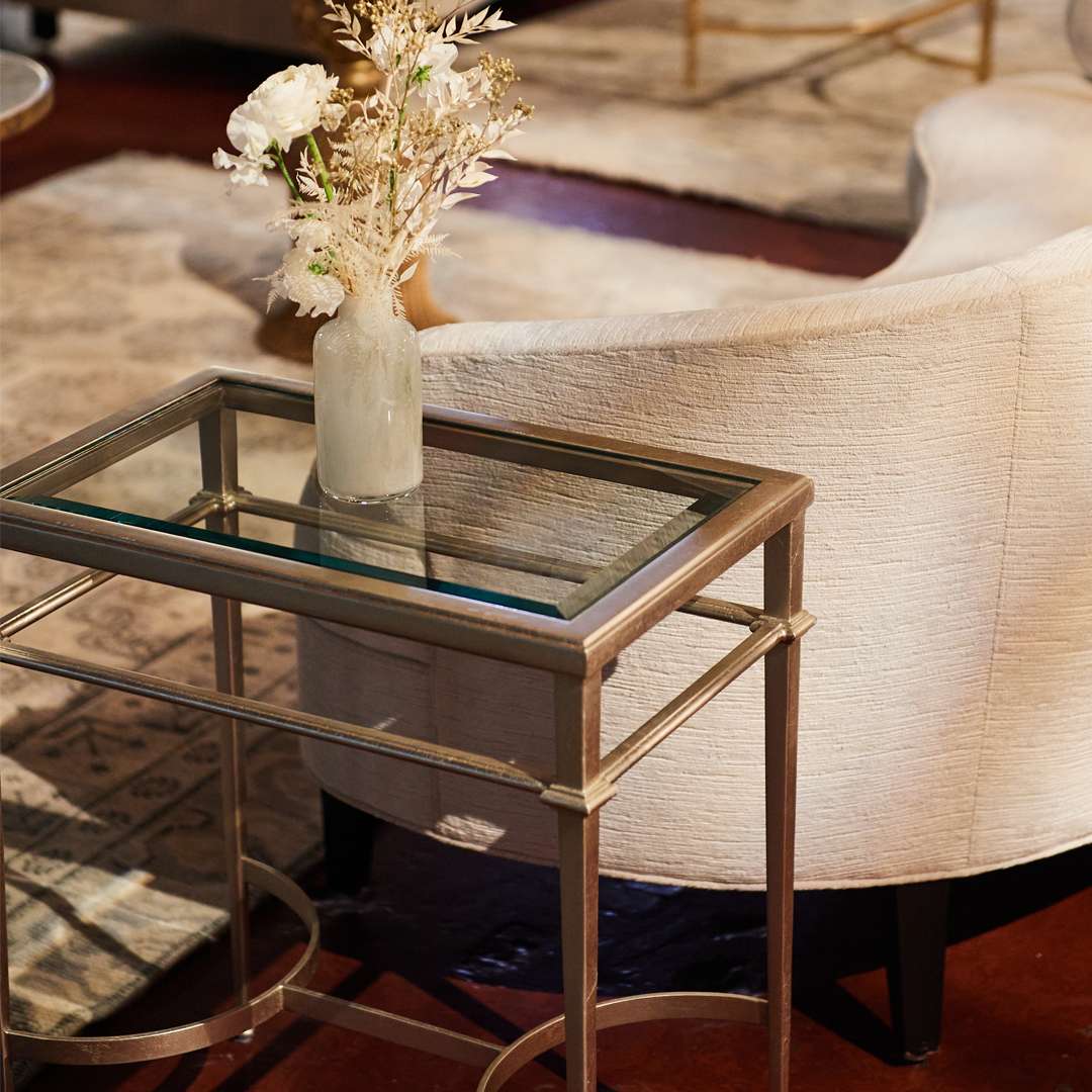 Dumont Side Table Silver Leaf Vision Furniture Event Rentals