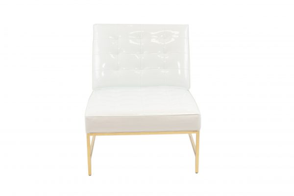 Milan Chair - White Patent Leather | Gold