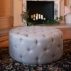 Tufted Ottoman - Grey Linen - 34"