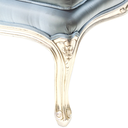 Vintage Blue Satin Ottoman 29"