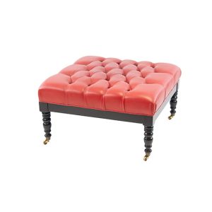 Vintage Red Tufted Ottoman 34"