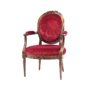 Antique Red Velvet Dahlia Armchair (2)