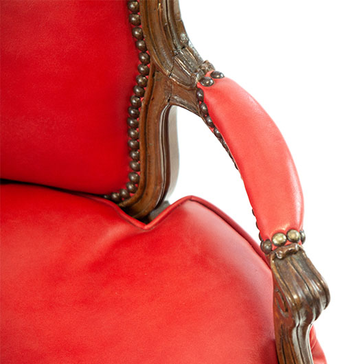 Antique Red Leather Louis Armchair (2)