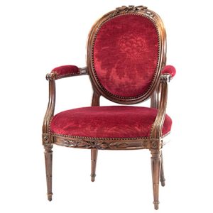 Antique Red Velvet Dahlia Armchair (2)