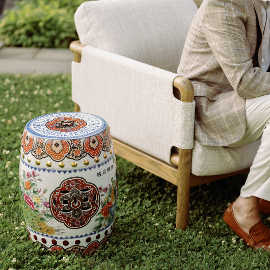 Vintage Peacock Garden Stool (6)