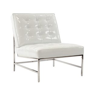 Milan Chair - White Patent Leather | Silver