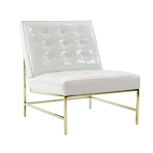 Milan Chair - White Patent Leather | Silver