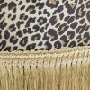 Leopard Fringe Pouf Ottoman 16"