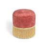Pink Fringe Pouf Ottoman 16"