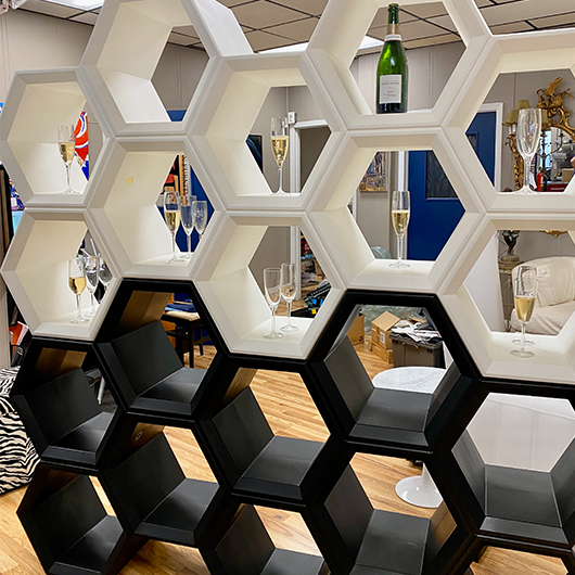 Hexagon Stackable Bar Back - White Hexagon Stackable Bar Back - White