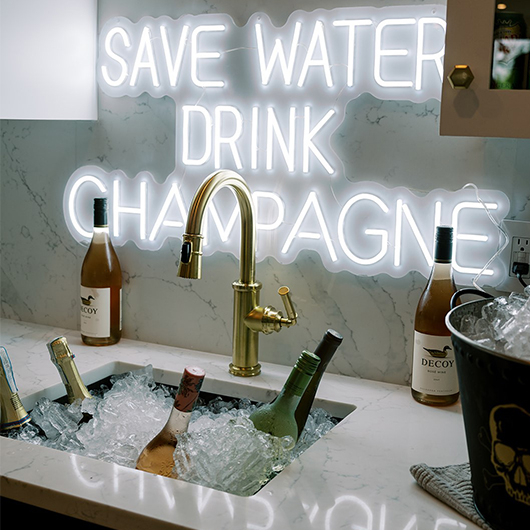 Save Water Drink Champagne Neon Sign 36x18