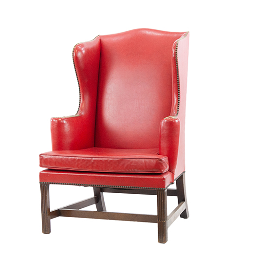 Vintage Red Leather Wingback Chair (2) Vintage Red Leather Wingback Chair (2)