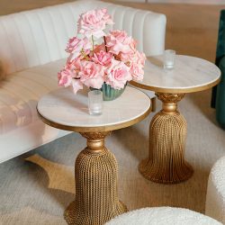 carleton tables with pink flowers