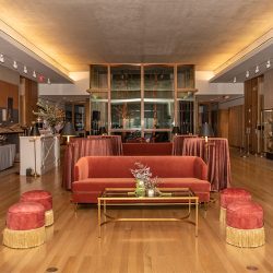 pink-fringe-poof-and-persimmon-avery-sofa