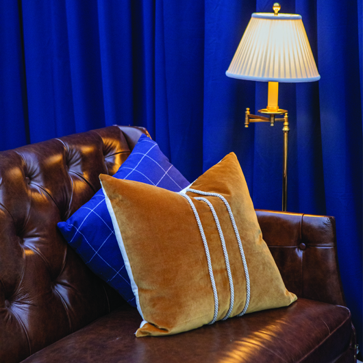 Indigo Check Pillow 22"