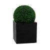 Cube Planter 17" with Topiary Ball - Black