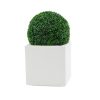 Cube Planter 17" with Topiary Ball - White
