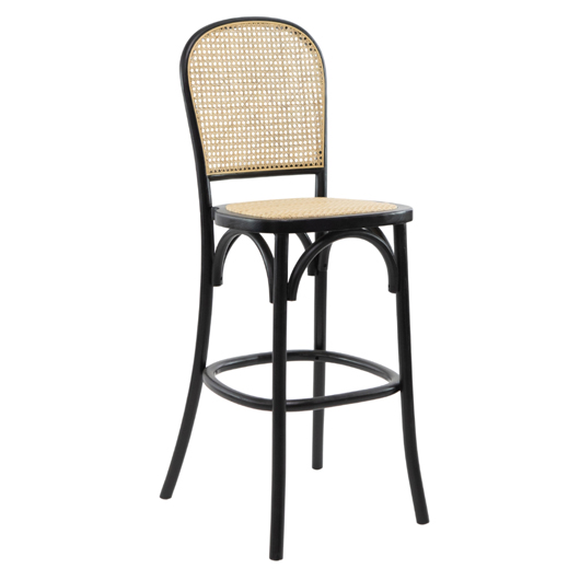 Modern Cane Back Bar Stool - Black