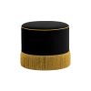 Laurel Fringe Ottoman - Black 19"
