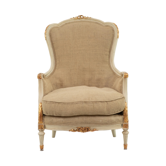 Antique French Burlap Armchair (2)