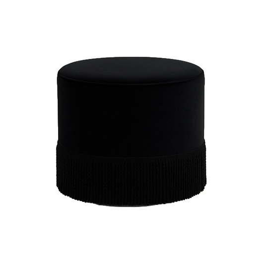 Laurel Fringe Ottoman - Black 19"